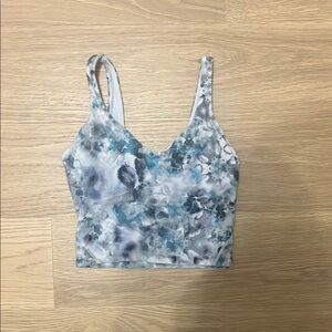 Lululemon Athletica Blue and White Sleeveless Crop Tank Top